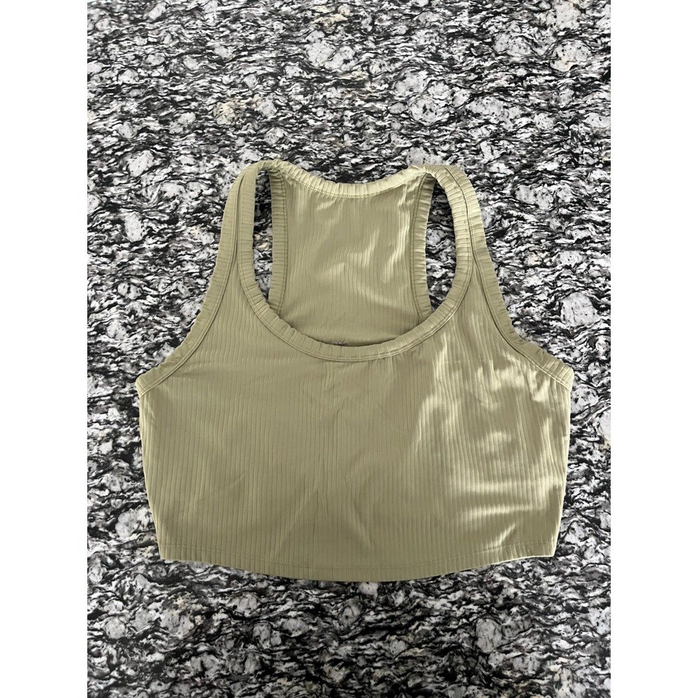 All in Motion Light Support Rib Racerback Longline Sports Bra Womens XL Green